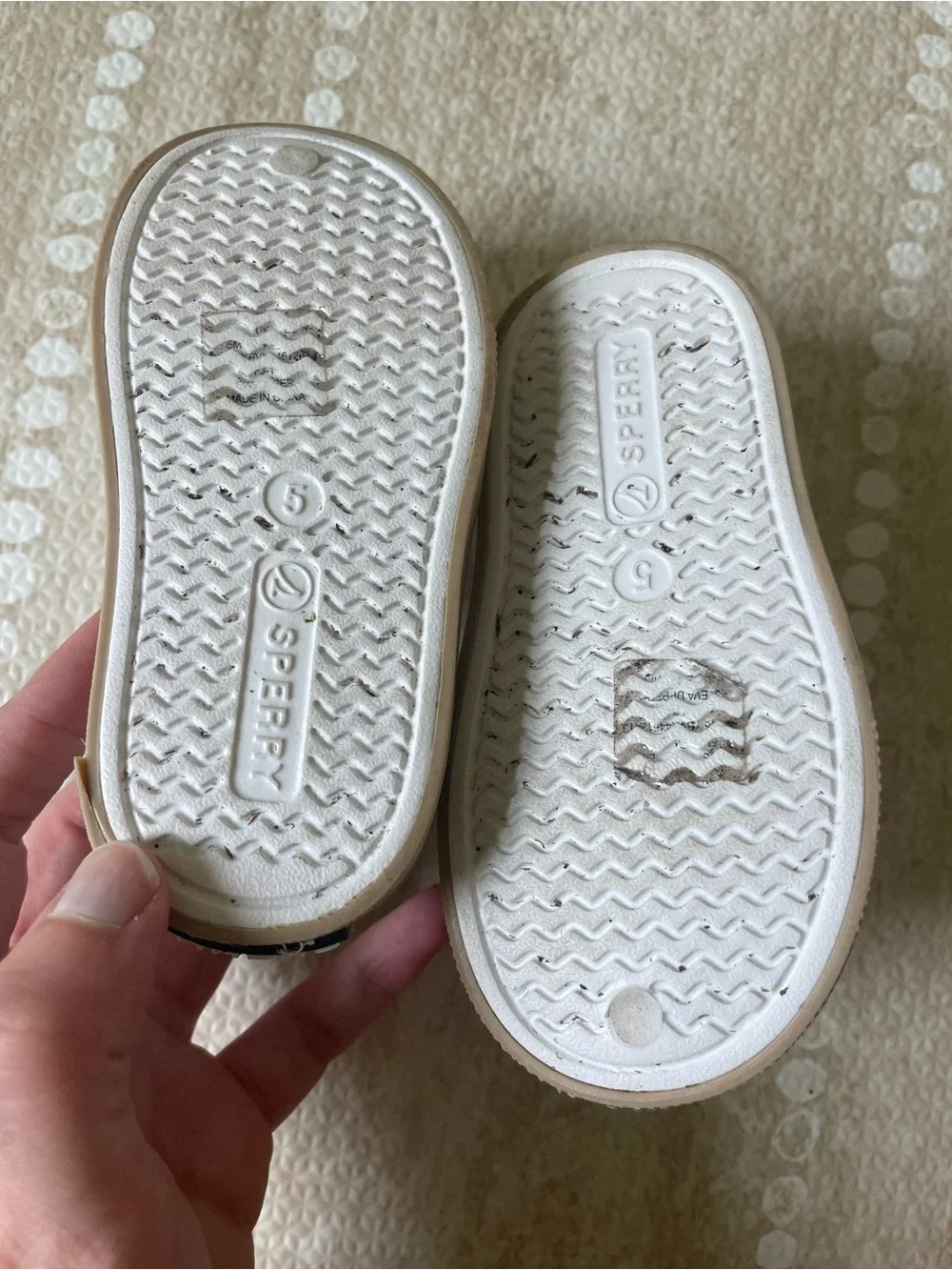 Sperry Toddler White Perforated Slip-On Shoes with Tan Outsole